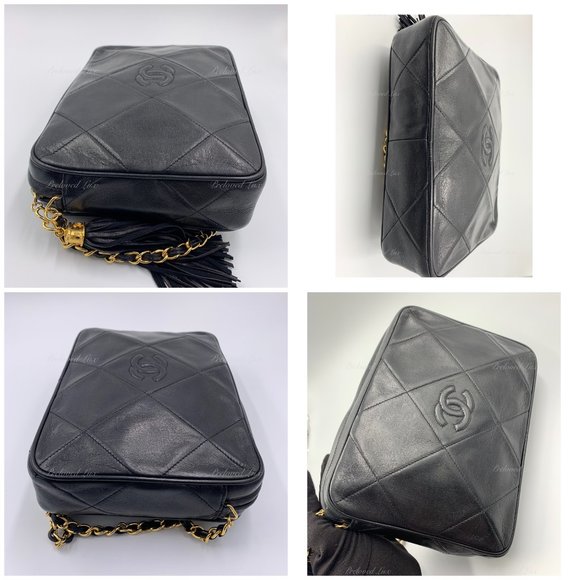 Authentic CHANEL Lambskin Black Vintage Camera Bag with Tassel - Picture 8 of 16
